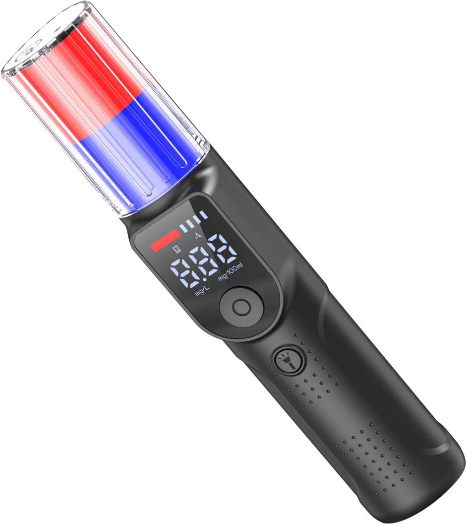 Alcohol Tester High Sensitivity 3-Second Voice Result Announcement Red and Blue Flashing 18-Hour Long Battery Life