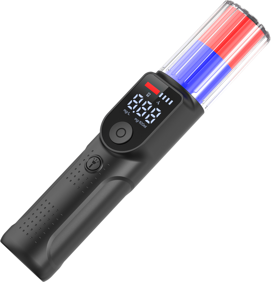 Alcohol Tester High Sensitivity 3-Second Voice Result Announcement Red and Blue Flashing 18-Hour Long Battery Life