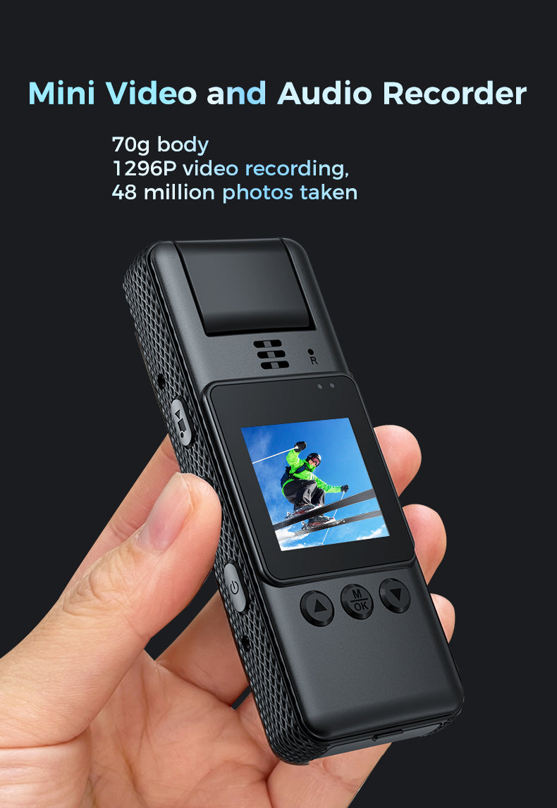 A23 Badge-style Recorder 180° Rotatable Lens 70g Ultra-Clear Body One-Touch Start Recording