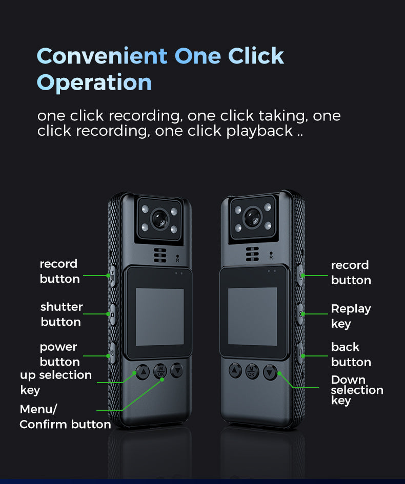 A23 Badge-style Recorder 180° Rotatable Lens 70g Ultra-Clear Body One-Touch Start Recording
