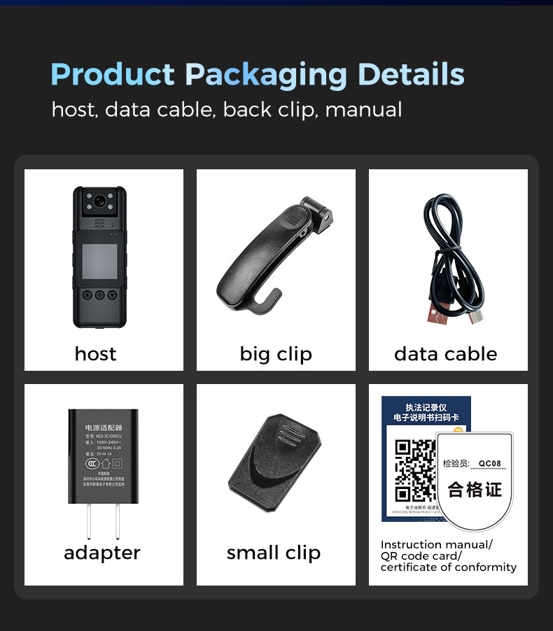 A23 Badge-style Recorder 180° Rotatable Lens 70g Ultra-Clear Body One-Touch Start Recording