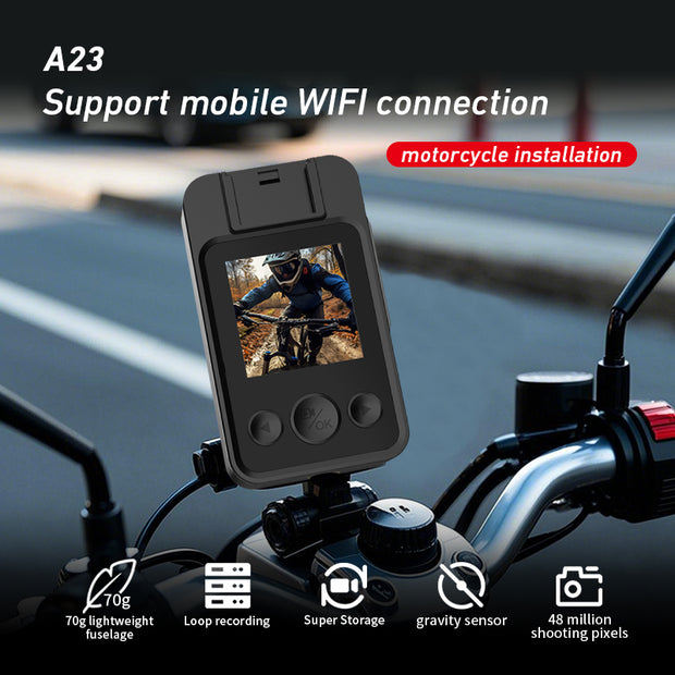 A28 Motorcycle Dashboard Camera Action Camera with Multiple Installation Methods Helmet Mount Handlebar Mount
