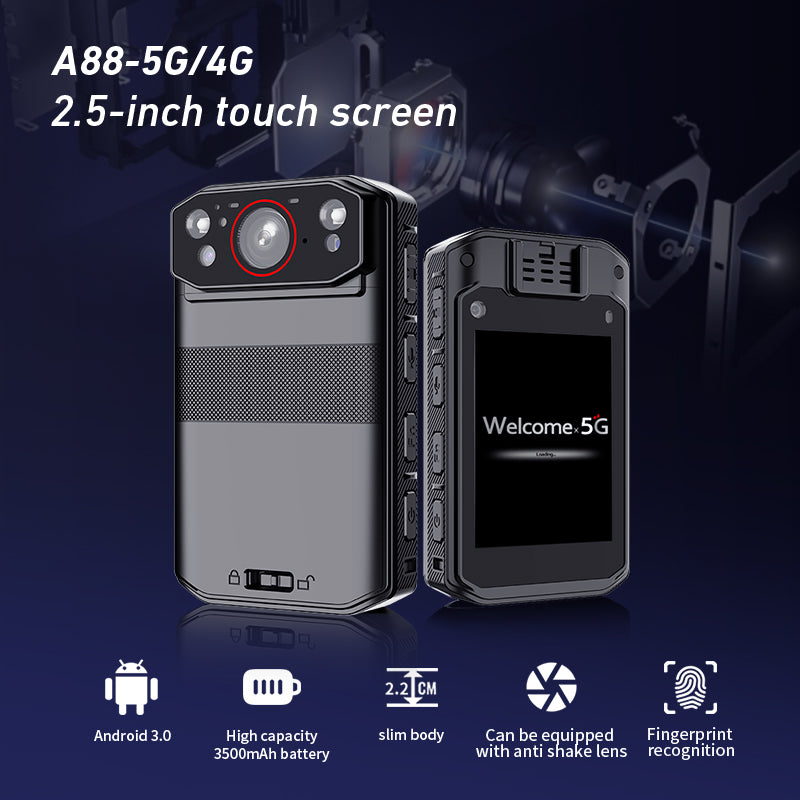 A88 Body-Worn Camera 4G/5G Wireless Transmission Remote Real-Time Monitoring 2.8-inch Touch Screen