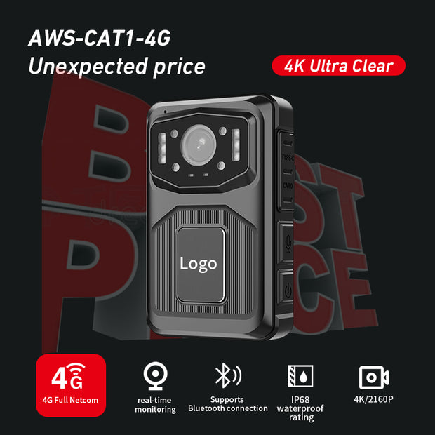AWS-CAT1 4G Body-Worn Camera 4K High-Definition Video Recording IP68 Waterproof and Dustproof