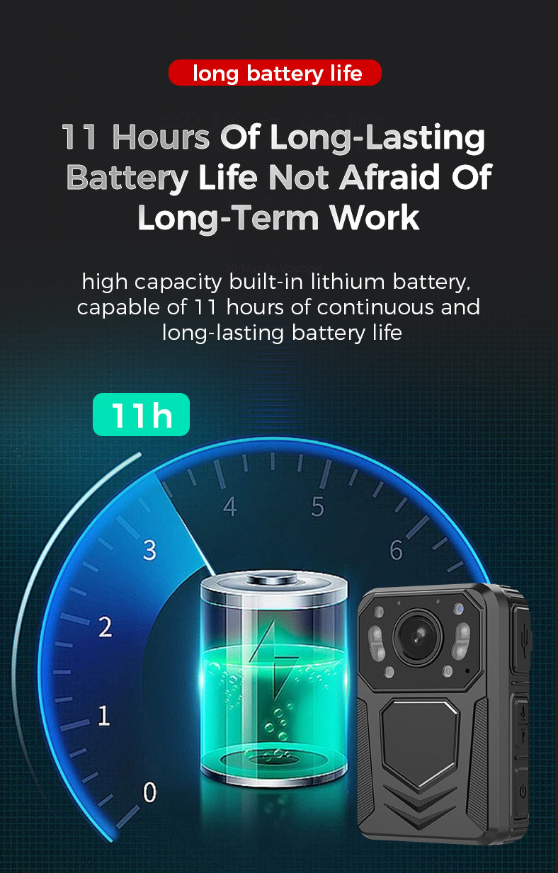 L1 Law Enforcement Body Camera, 76g Ultra-Lightweight Body, 11-Hour Long Battery Life, 58W High-Definition Photo Pixels, Automatic Infrared Night Vision