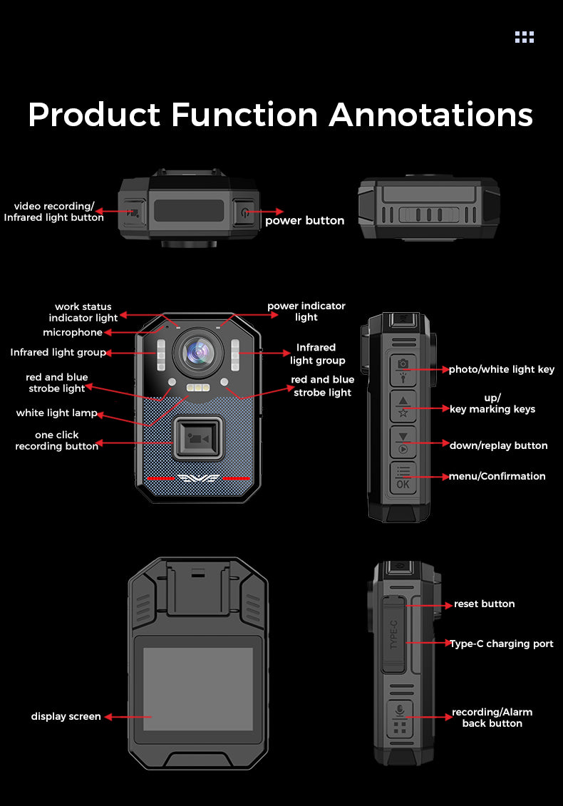 L2 PRO Law Enforcement Recorder IP68 Waterproof and Dustproof 2K High-Definition Video Recording 12-Hour Ultra-Long Battery Life