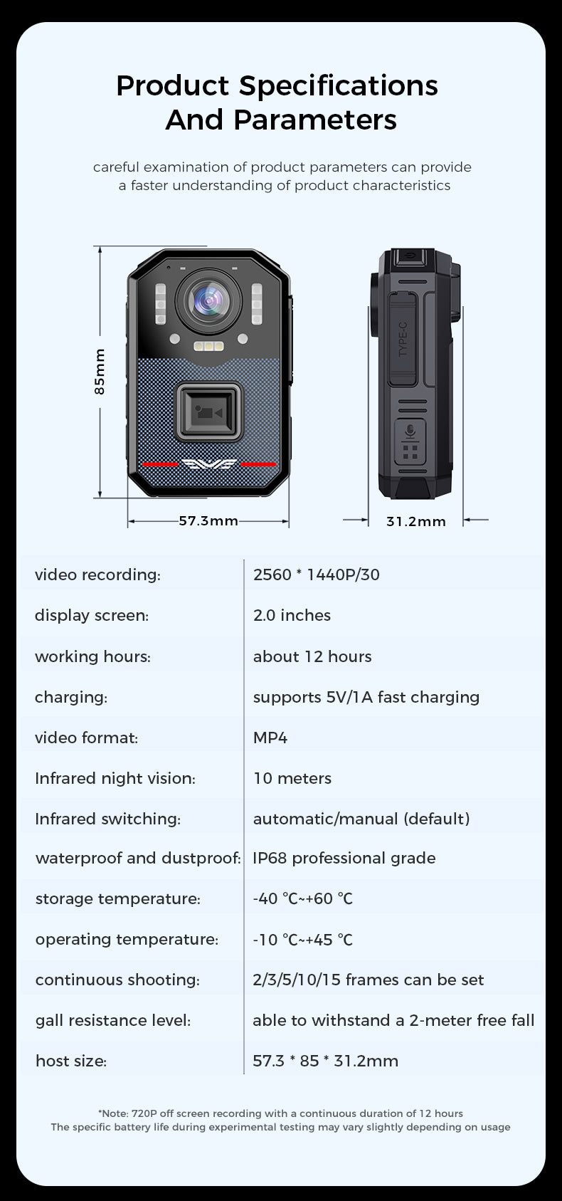 L2 PRO Law Enforcement Recorder IP68 Waterproof and Dustproof 2K High-Definition Video Recording 12-Hour Ultra-Long Battery Life