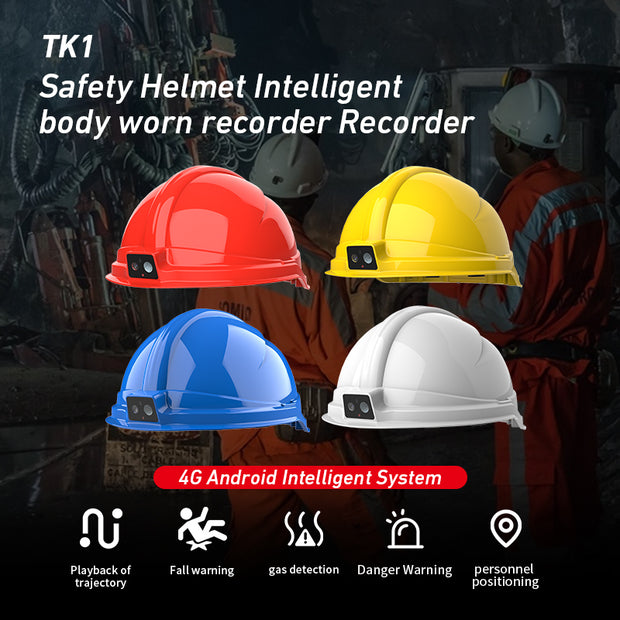 TK1 Safety Helmet Recorder 4G Full Network Connectivity 4000mAh Large Battery 16-Hour Long Battery Life Real-Time Positioning Multiple Warning Functions