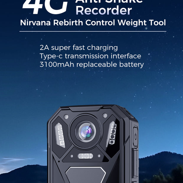 Z1-B 4G Body-Worn Camera with 4G, Anti-Shake Technology, IP68 Waterproof and Dustproof, 3100mAh Large Battery, 2A Fast Charging