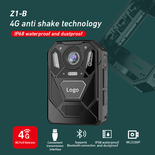 Z1-B 4G Body-Worn Camera with 4G, Anti-Shake Technology, IP68 Waterproof and Dustproof, 3100mAh Large Battery, 2A Fast Charging